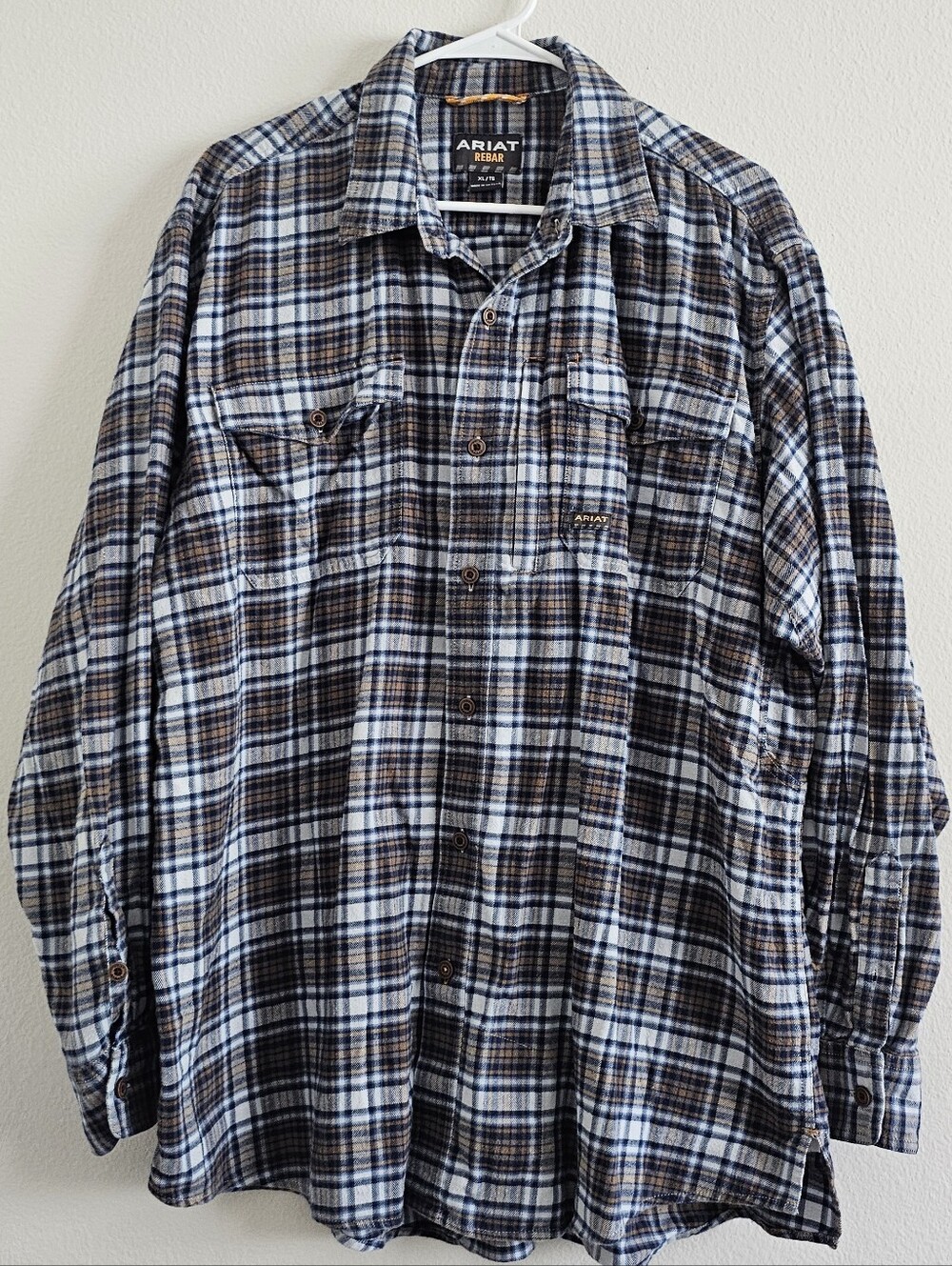 Ariat Rebar Long Sleeve Plaid Flannel Button Down XL